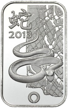 1 oz Rand Lunar Snake Silver Bar